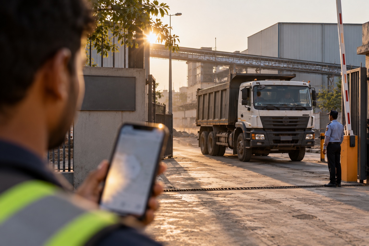 A customer tracking a tipper on their phone